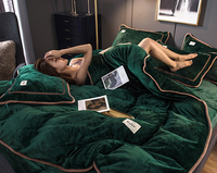 Ensemble de literie en flanelle épaisse 4 pièces housse de couette en velours polaire doux reine King Size drap de lit d'hiver ensemble de literie en velours