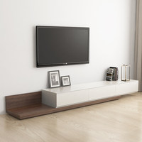 Console TV flottante minimaliste moderne avec rangement dissimulé, compartiments de rangement noirs élégants, console multimédia pour salon