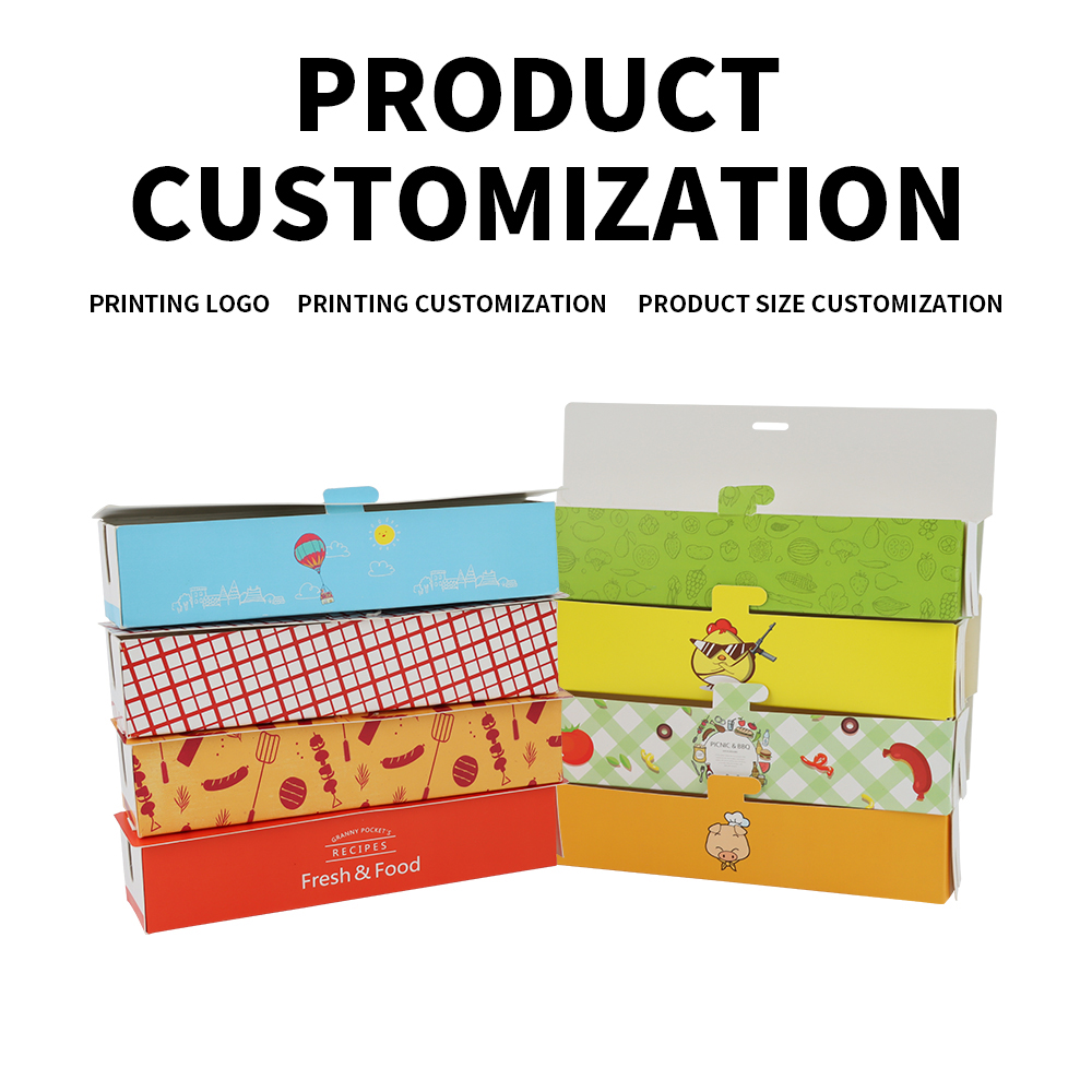 Factory Wholesale Disposable Long  White Card Paper Hot Dog Snack Box PE Coated For Corn Dog