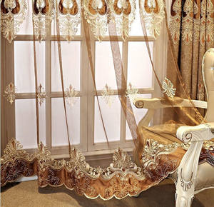 Stile europeo lusso colore <span class=keywords><strong>oro</strong></span> ciniglia ricamato tenda di alta qualità retrò Villa oscurante <span class=keywords><strong>tende</strong></span> per soggiorno - Product Image 3