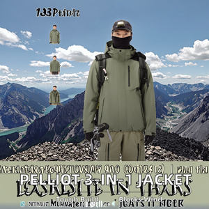 Tendance élégant 3-en-1 enduit polaire 280g coupe-vent veste imperméable pour hommes pour la chasse d'hiver pêche randonnée fermeture éclair en plein air - Product Image 2