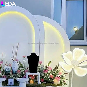 LEDA Fond d'événement de mariage blanc acrylique LED plaque ronde fond mur de décoration de mariage - Product Image 3