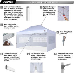 Tente instantanée de qualité supérieure 10x15FT avec fenêtre de style église élégante pour événements en plein air, blanche - Product Image 3