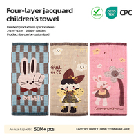 Serviette pour bébé en coton lavé écologique à 4 couches, carrée, personnalisée, jacquard, motif animal, douce, moelleuse, pour le visage et les mains, séchage rapide