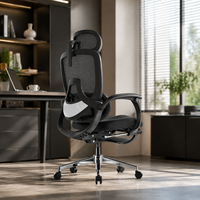 Nouveau modèle 2026 – Chaise de bureau exécutive à dossier haut en maille avec appui-tête réglable et rotation à 360° pour bureau à domicile
