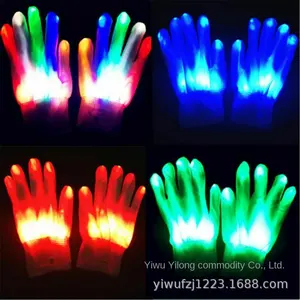 Penjualan langsung dari pabrik sarung tangan anak-anak menyala Putih Halloween bersorak warna-warni sarung tangan lampu Natal LED berubah warna