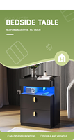 Table de chevet HarmTai avec station de charge et 2 tiroirs