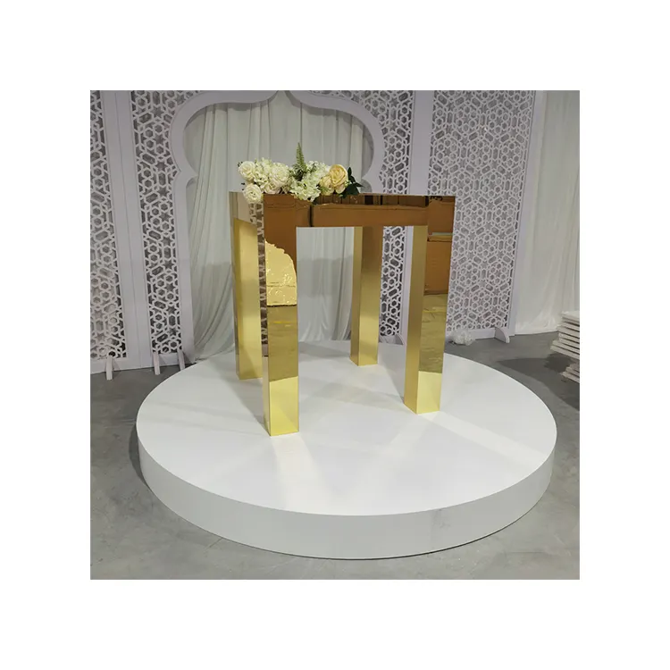 Fondo de arco de boda, decoraciones de escenario, soporte de fondo resistente, Mandap acrílico dorado