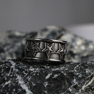 Trendy <b>Titanium</b> Steel <b>Ring</b> Five Pointed Star Pattern Unisex Fashion Jewelry Gift SA968 - Product Image 3