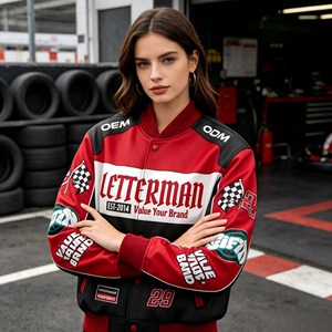 Chaqueta de Béisbol Varsity Personalizable para Motociclistas, con Diseño de Contraste de Color y Bordado Personalizado, Estilo Urbano - Product Image 2