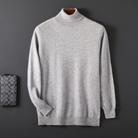 Pull en pure laine à col montant pour homme, collection automne-hiver, chemise tricotée de base, personnalisation OEM ODM, vente en gros usine