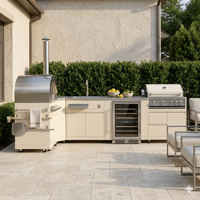 Meuble de cuisine extérieur modulaire en acier inoxydable, très demandé, avec charnières anti-déformation, style moderne, garantie 5 ans