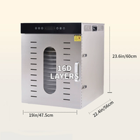 Déshydrateur alimentaire commercial en acier inoxydable de grande capacité, prix usine, pour fruits, légumes et viandes 16D/20D/24D