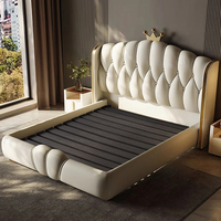 Lit de Luxe Italien en Bois, Cadre de Lit King Size Hôtelier Haut de Gamme en Cuir 1,8M, Lit Rembourré Moderne avec Rangement, Offre Spéciale