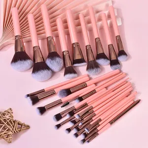 BUEYA Make Up Brushes 10pcs Pink Makeup Brushes for Powder Blush Contour Concealer Eyeshadows Premium Synthetic Makeup Set