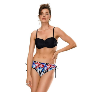 Costume da bagno bikini taglie forti HDJ, top push-up e slip floreale con laccetti laterali, due pezzi in spandex e poliestere con stampa digitale - Product Image 4
