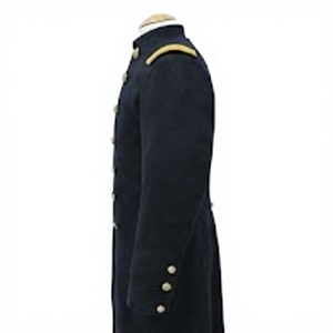 Abrigo de lana vintage para hombre, doble botonadura, con botones grabados, cuello alto, impermeable, uniforme de invierno, reproducción de frac. - Product Image 3