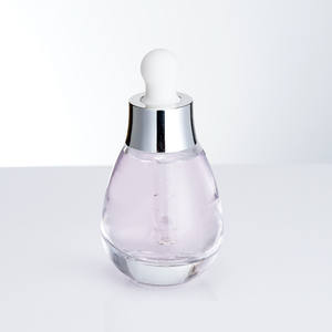 Premium 30ml paroi épaisse sérum goutte d'eau en forme de bouteille de parfum en aluminium argent anneau Unique en forme de flacon compte-gouttes d'huile avec boîte - Product Image 2