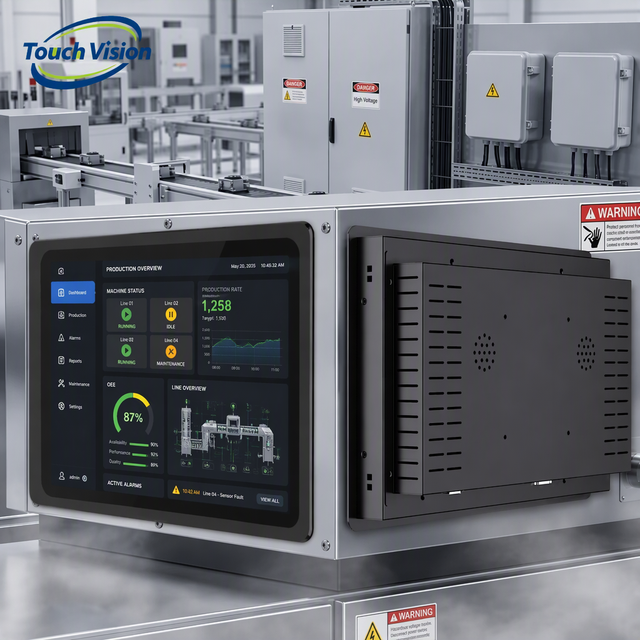 32 Inch Industrial Touch Screen Monitor IP65 Front Panel Mount for Production Line Control HMI