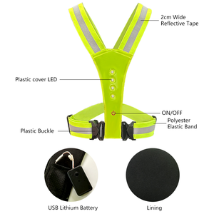 إشارة مرورية وامضة بإضاءة LED حزام عاكس سترة عاكسة لرياضة الجري مع حزام مطاط قابل للتعديل للمسافرين الليليين راكبي الدراجات - Product Image 5