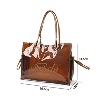 Sac fourre-tout pour femme en PVC transparent avec logo personnalisé, fermeture à cordon, imperméable, grande capacité, sac à bandoulière pour la promotion de la marque