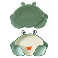 Fabricant Usine Vente en gros Assiette à dîner divisée en silicone grenouille à forte aspiration Ensemble de bols d'alimentation faciles pour enfants et bébés
