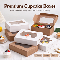 Boîte à gâteau, pâtisserie ou biscuits en carton kraft blanc avec fenêtre transparente, impression de logo personnalisée