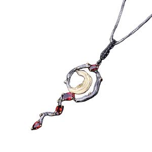 Usura quotidiana Personalizzato Belle delle Donne di figura della Luna di trasporto nero rutilate quarzo e <span class=keywords><strong>rubino</strong></span> 925 argento placcato oro del pendente della collana - Product Image 3