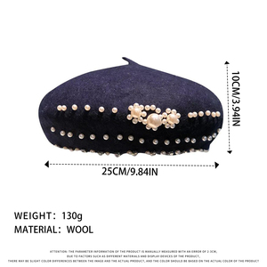 Béret en Laine Perlée de Haute Qualité avec Logo Personnalisé pour Artiste Peintre, Béret pour Femme, Borete De Boina - Product Image 2
