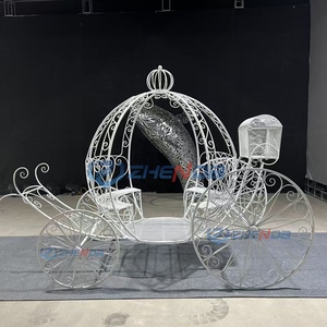 Vente d'usine : Carrosse de mariage Cendrillon en métal blanc, design citrouille de Noël, par le fabricant, transport spécial - Product Image 3