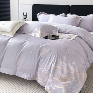 Parure de lit de luxe haut de gamme en coton pur 100% à fibres longues, broderie lourde, 600 fils/cm², style européen-américain, housse de couette - Product Image 2