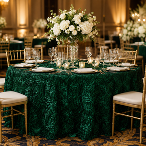 Professional 120 Inch Round 3D Rosette <b>Table</b> <b>Cloth</b> Raised Rose <b>Table</b> Cover for Resort Banquet <b>Table</b> <b>Linen</b> - Product Image 1