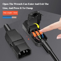 Adaptateur d'alimentation à connexion rapide IEC C13 C14 10A, bornier mâle-femelle à fixation rapide, réutilisable, contact en laiton, matériau nylon