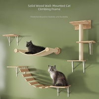 Arbre à chat mural en panneaux de bois avec corde en sisal – Lit pour chat peu encombrant et griffoir d'escalade