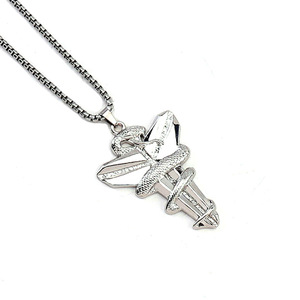 Collar con colgante de acero inoxidable Hip Hop para hombre, Cruz de serpiente <span class=keywords><strong>Mamba</strong></span> <span class=keywords><strong>negra</strong></span> de moda para hombre y mujer, cien accesorios a juego - Product Image 4