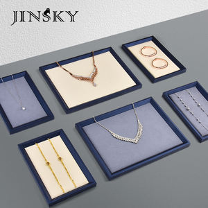 Vente en gros de présentoir de comptoir de plateau de bijoux à cadre bleu foncé de style élégant de Jinsky pour un présentoir de bijoux impressionnant - Product Image 2