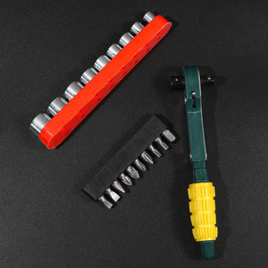 Jeu de clés à cliquet réversibles jaune-vert de 6,35 mm avec embouts et douilles de 1/4 po pour visseuses à chocs - Product Image 3