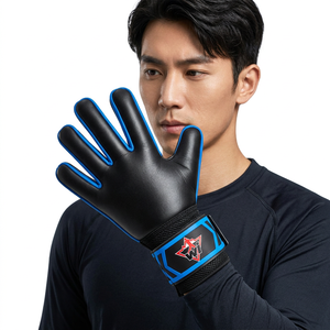 Gants de gardien de but de football blancs, protection des doigts, sangle de poignet réglable, fermeture à boucle, respirants, imperméables, séchage rapide - Product Image 5