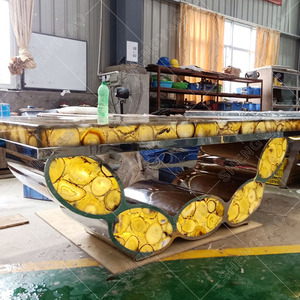 Rosa Naturale di Pietra Da Tavolo Top Quarzo Rosa Oro <span class=keywords><strong>In</strong></span> Acciaio Inox di Base Console Mobili - Product Image 4