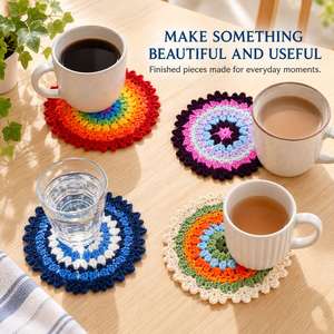 Assortiment de fleurs en pot au crochet colorées : roses, marguerites, tournesols, tulipes – Décoration de bureau, vente en gros, cadeau - Product Image 6