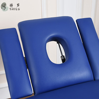Table de chiropratique multifonctionnelle traditionnelle en acier inoxydable, lit de massage de physiothérapie avec commande manuelle et éponge haute densité