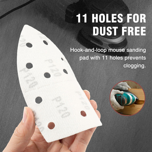 Fogli Abrasivi Triangolari Staccabili 4x6" con 11 Fori in Ossido di Alluminio, Carta Vetrata con <span class=keywords><strong>Velcro</strong></span> <span class=keywords><strong>per</strong></span> Levigatura e Lucidatura del Legno - Product Image 6