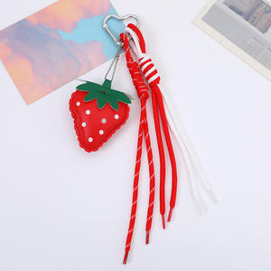 Porte-clés mignon en forme <span class=keywords><strong>de</strong></span> fraise, cordon en cuir tressé style Ins, chaîne <span class=keywords><strong>de</strong></span> téléphone portable en forme <span class=keywords><strong>de</strong></span> cœur, sac, pendentif haut <span class=keywords><strong>de</strong></span> gamme - Product Image 3