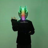 Masque LED fluorescent Casque Punk Barre de couleur Discothèque Flash pour festivals de musique Décorations de fête
