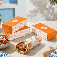 Boîte d'emballage en papier personnalisée pour tacos, wraps, burritos, rouleaux de poulet à emporter, vente en gros