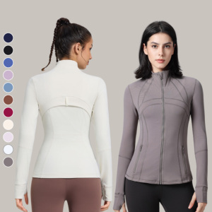 Chaqueta Deportiva de Manga Larga con Cierre, Ligera y Transpirable, de Corte Ajustado para Mujer, Tallas Grandes, para Entrenamiento, Gimnasio, Yoga y Actividades Atléticas - Product Image 1