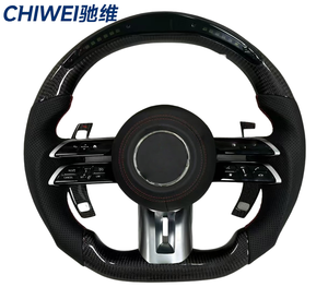 Volante de Fibra de Carbono y Cuero de 3 Radios para <span class=keywords><strong>Mercedes</strong></span> Clase <span class=keywords><strong>S</strong></span> W222 W205 para G63 GLE con Pantalla LED y Base Plana de Carreras - Product Image 2