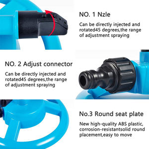 Arroseurs d'irrigation de jardin à impact en gros, pulvérisateur d'eau rotatif à 360 degrés, 3 buses, outil d'arrosage de pelouse toutes saisons facile à utiliser - Product Image 6
