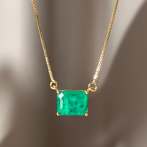 Women's <b>Necklace</b> 18K <b>Gold</b> Plated Emarald Cut Fusion Stone <b>Pendant</b> Choker <b>Necklace</b> for Girl Gift - Product Image 5
