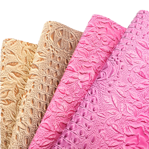 Tissu en cuir synthétique PU à motif floral crocodile gaufré brillant pour sacs à main, chaussures, rembourrage de canapé, artisanat DIY - Product Image 6
